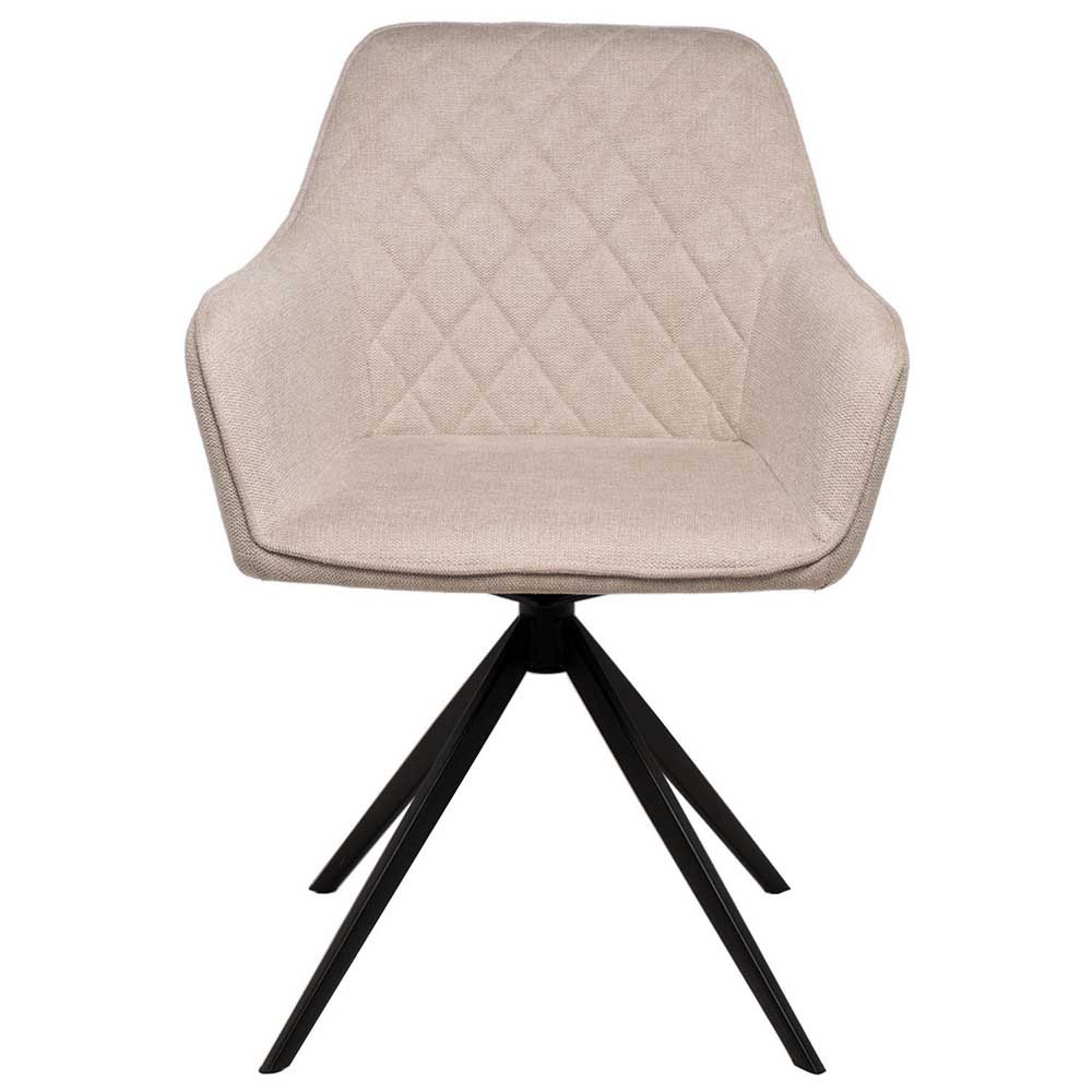 Padded swivel chairs set of 2 with black metal frame