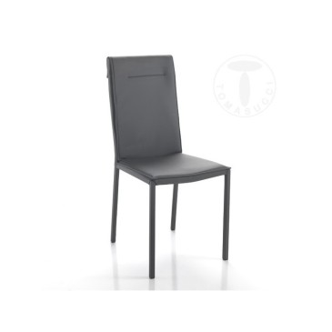 Chaise Tomasucci Camy en métal recouverte de cuir synthétique