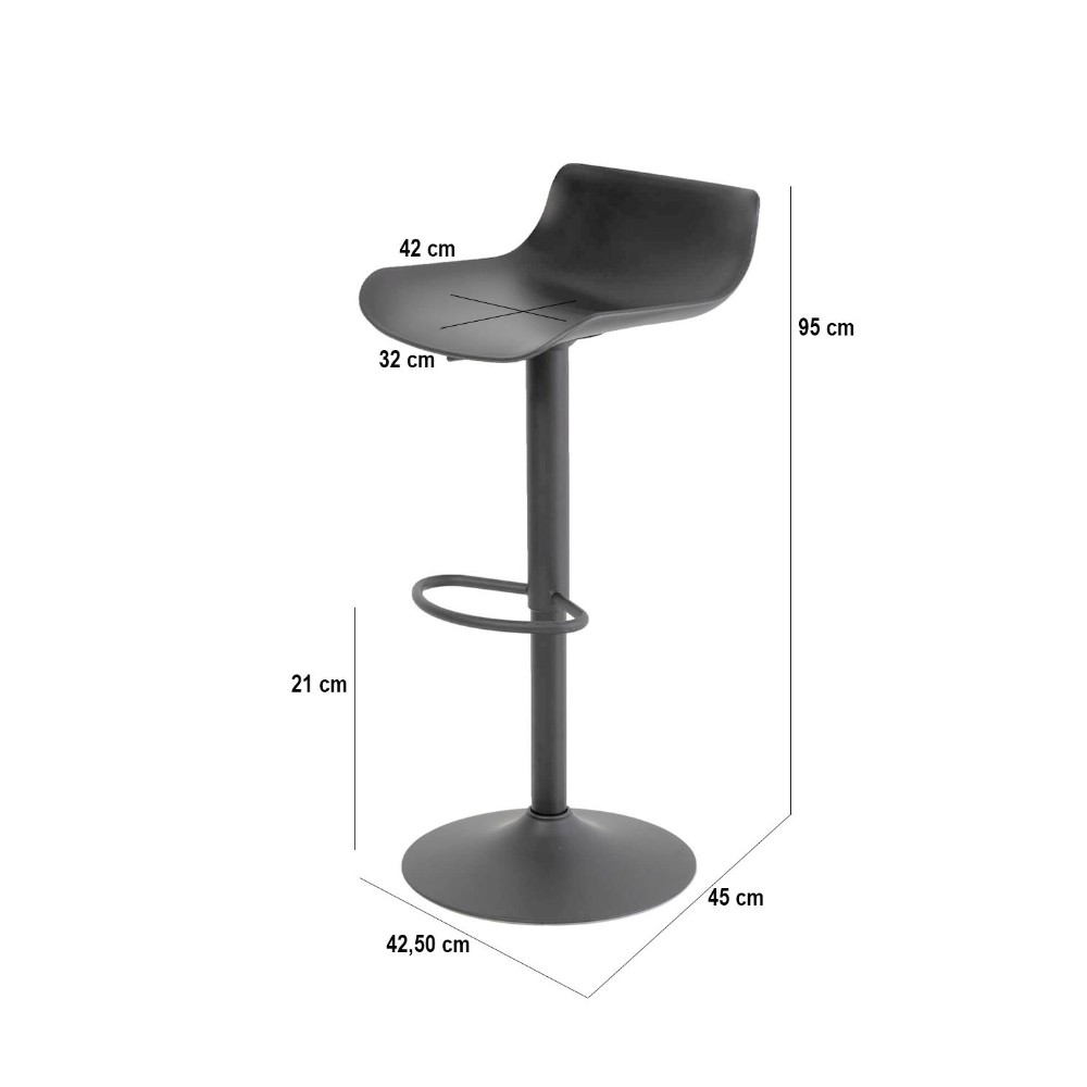 Tabourets avec base en métal et structure et assise en polypropylène