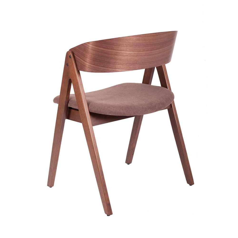 Oak wood chairs in oak and walnut colors covered in fabric