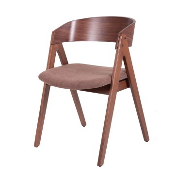 Oak wood chairs in oak and walnut colors covered in fabric