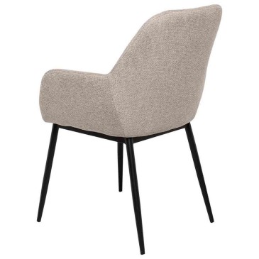 Chairs with fully padded seat and fabric upholstery with metal legs