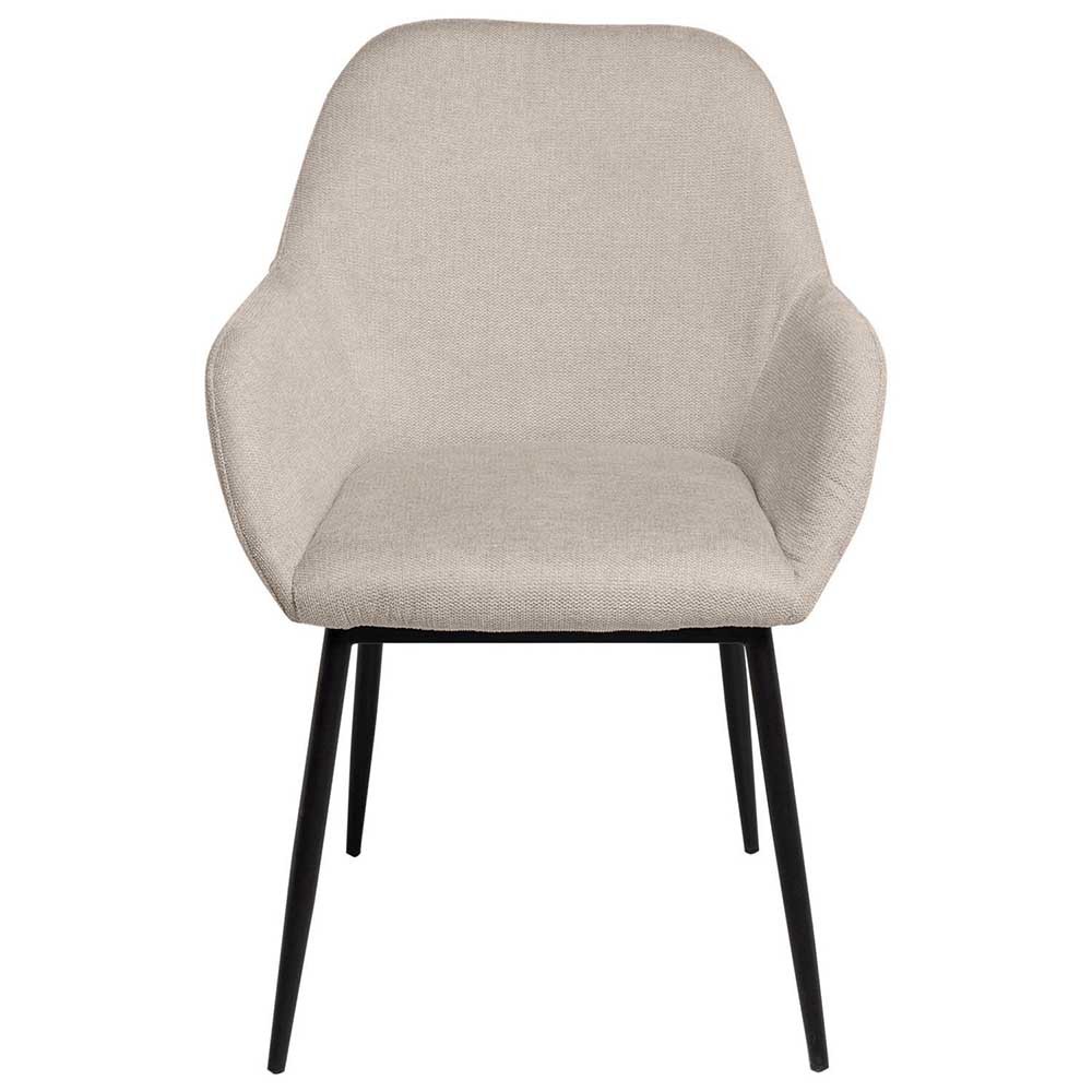 Chairs with fully padded seat and fabric upholstery with metal legs