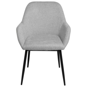 Chairs with fully padded seat and fabric upholstery with metal legs