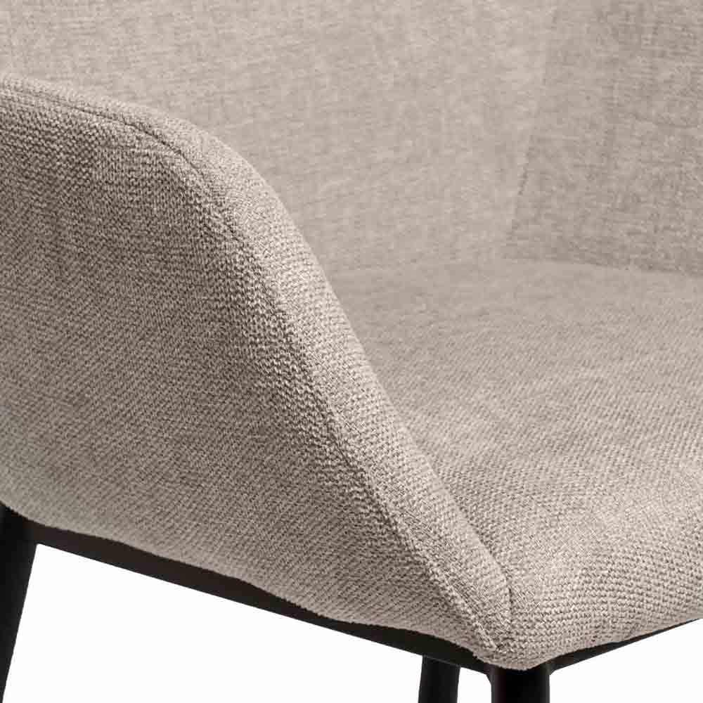 Chairs with fully padded seat and fabric upholstery with metal legs