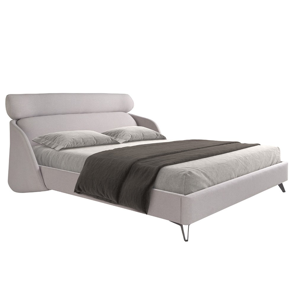 Cama doble moderna con un diseño suave y confortable.