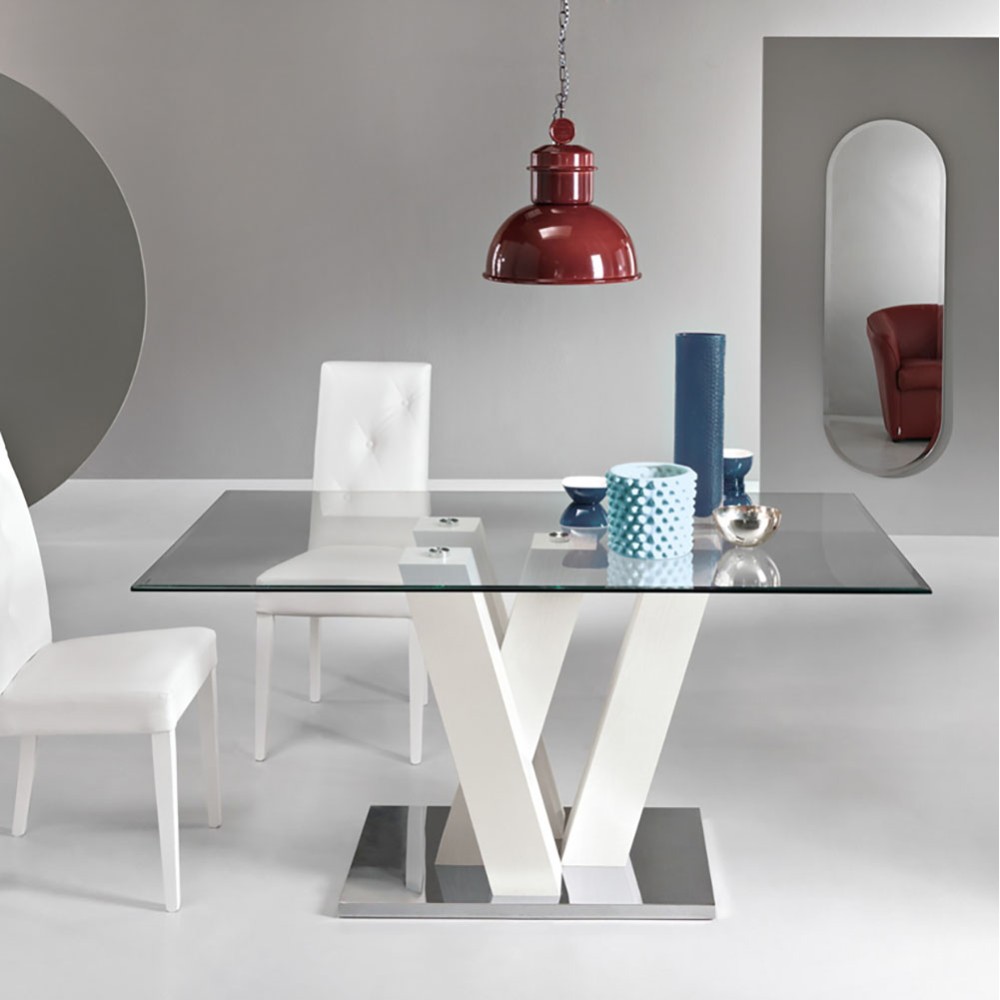 Ennio glass table by Ikone Casa suitable for living room or kitchen