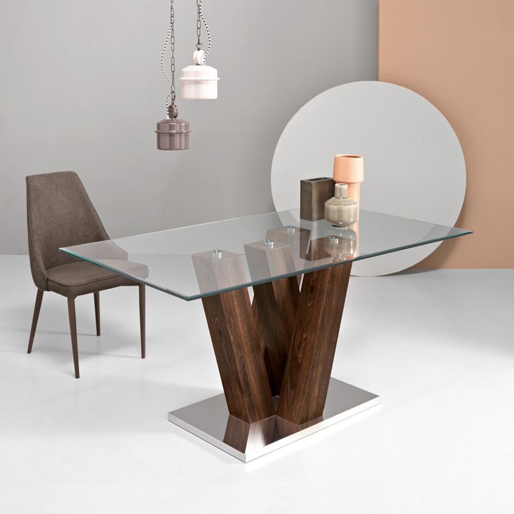 Table en verre Ennio d'Ikone Casa adaptée au salon ou à la cuisine