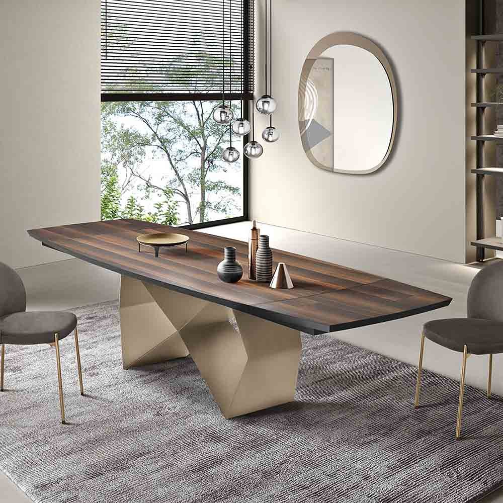 Mesa de eucalipto y base Beige Perla