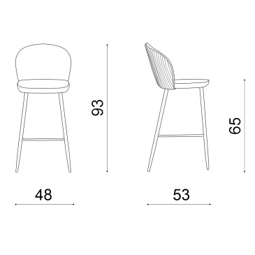 Ensemble de 4 tabourets avec structure en métal et assise recouverte de velours