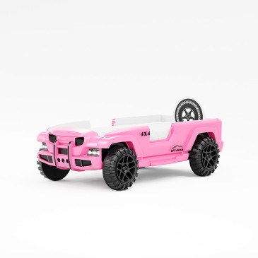 roze jeep aan de zijkant