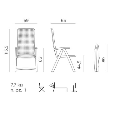 Folding UV-resistant fiberglass polypropylene armchair