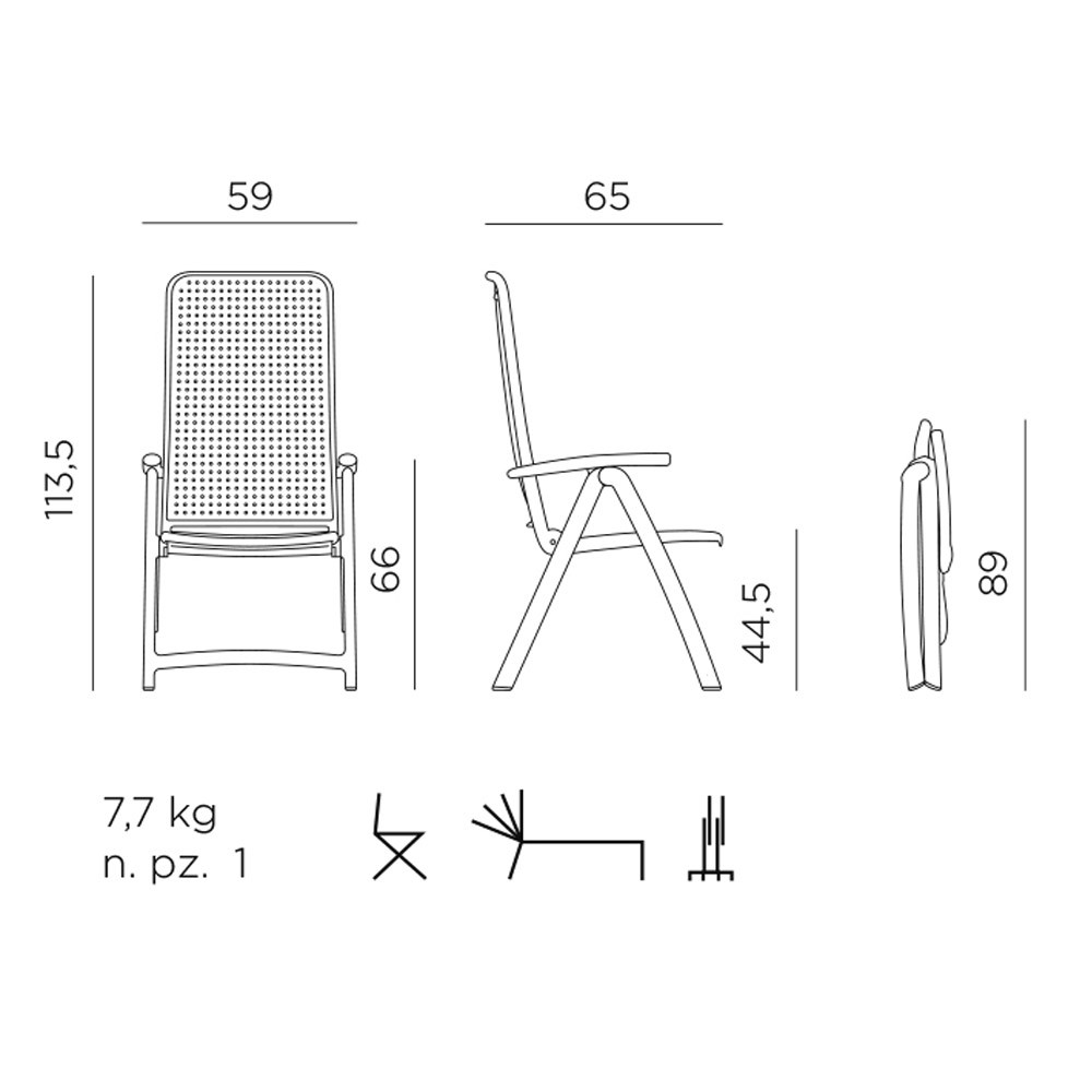 Fauteuil pliable en polypropylène fibre de verre anti-UV