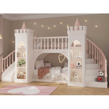 Complete slaapkamer met sprookjeskasteelthema, geschikt voor meisjes