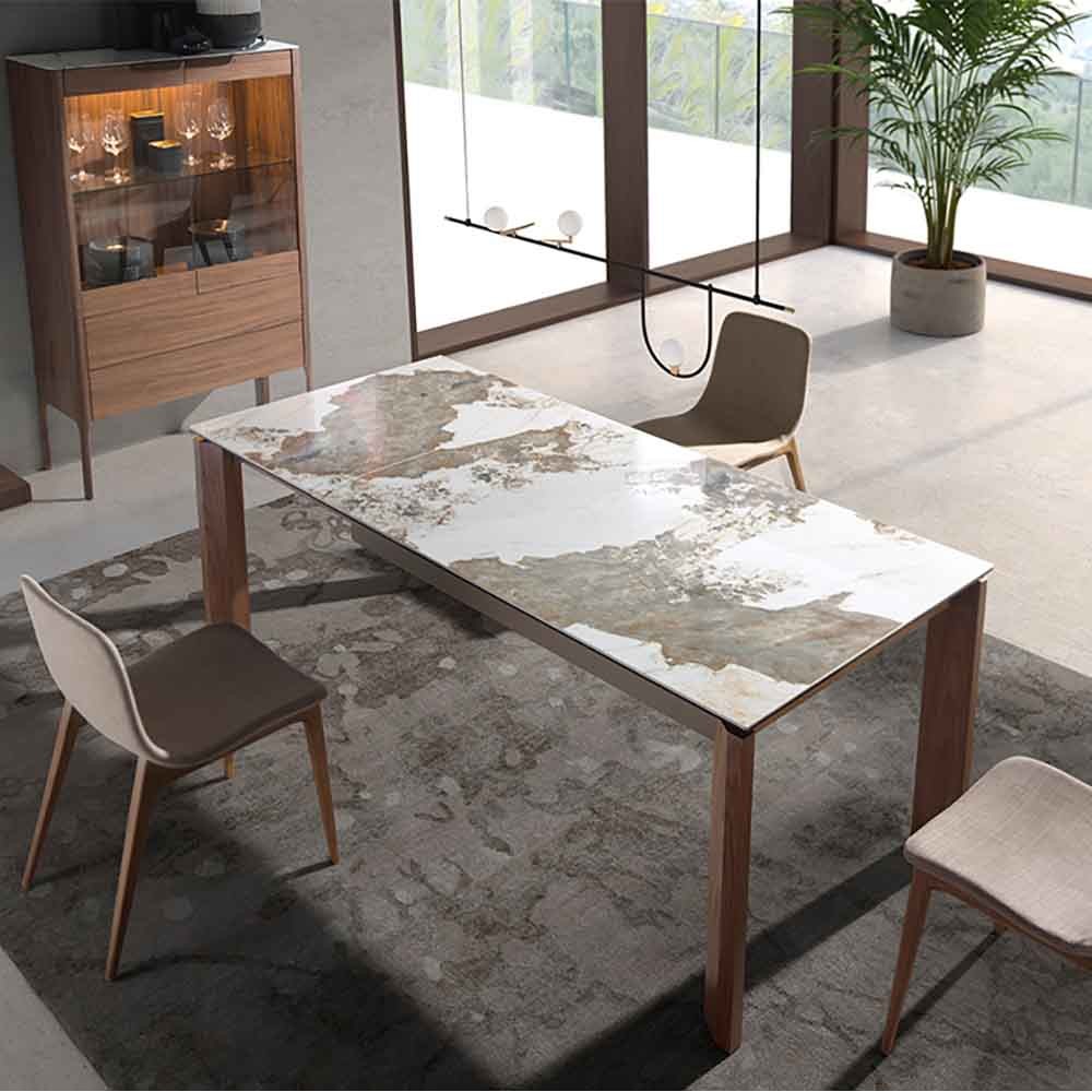 Mesa extensible de mármol porcelánico Angel Cerdà apta para salones