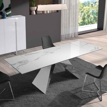 Mesa extensible con tapa de mármol porcelánico de Angel Cerdà