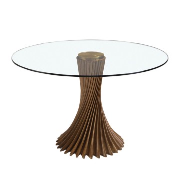 Tavolo in vetro con gamba in legno massello di Angel Cerdà