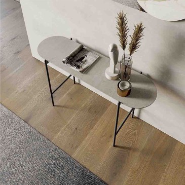 Supernova console by Dallagnese with metal structure and stoneware top
