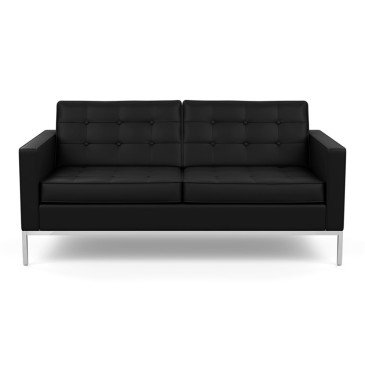 Neuauflage des Florence Knoll 2- oder 3-Sitzer-Sofas, mit echtem Leder bezogen.