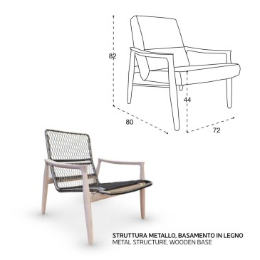 Fauteuil Morfeo de Rosini Divani, structure rembourrée et en bois