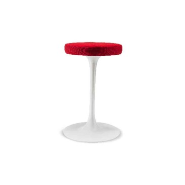 Tulip stool with swivel seat and base in white or black cast aluminium