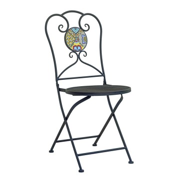 Set of 2 Mosaic Line outdoor folding chairs with majolica design