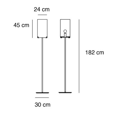 Gulvlampe fra Prandina i to diffusorvarianter