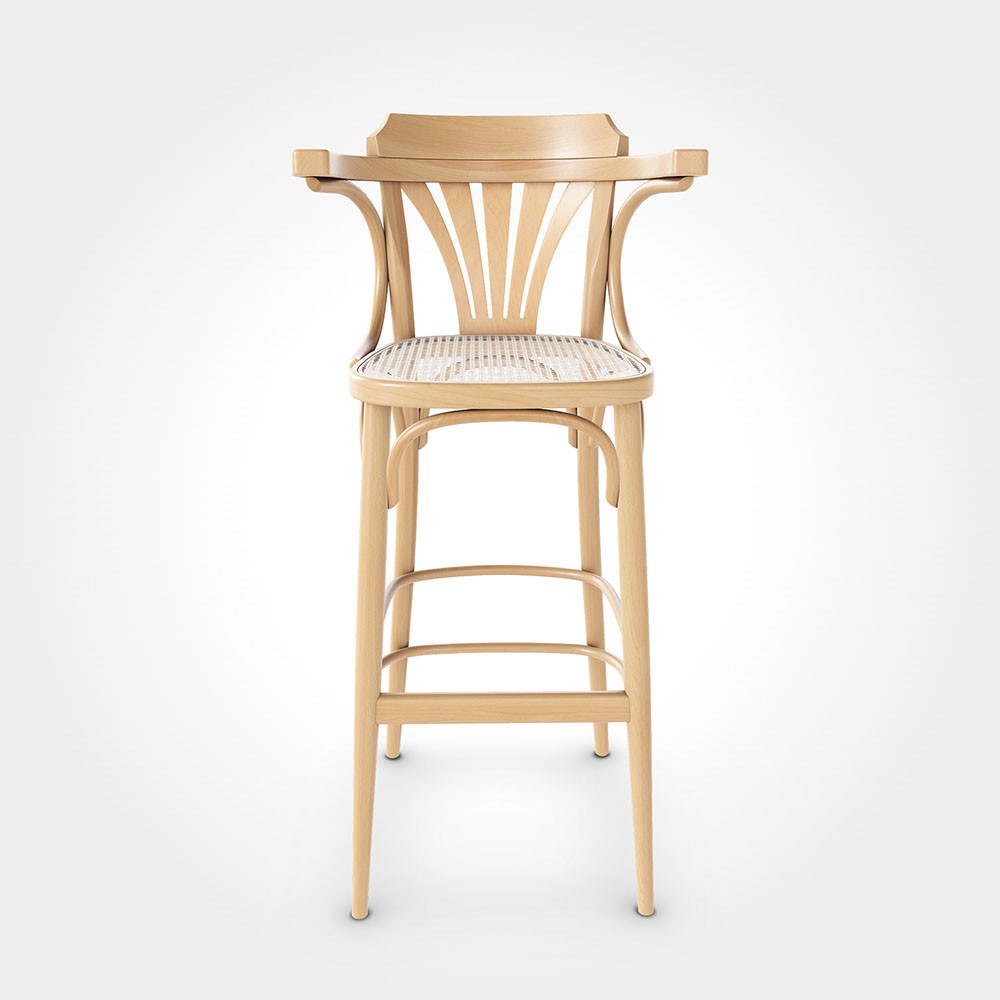 Versatile and refined bar stool by Ton with enveloping backrest