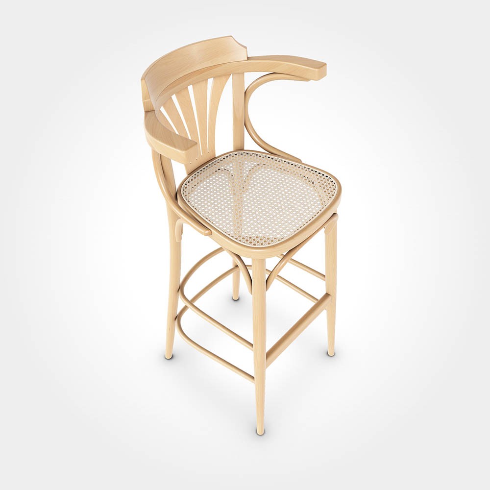 Versatile and refined bar stool by Ton with enveloping backrest