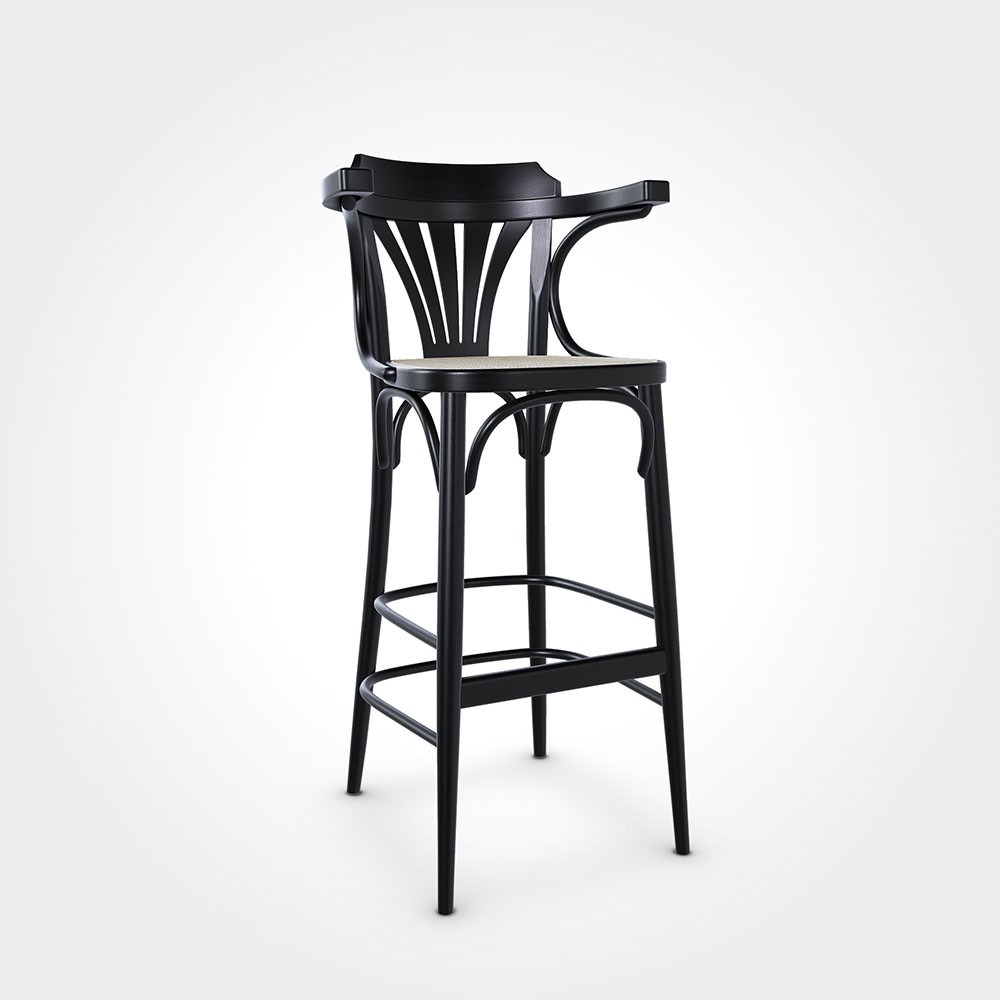 Versatile and refined bar stool by Ton with enveloping backrest