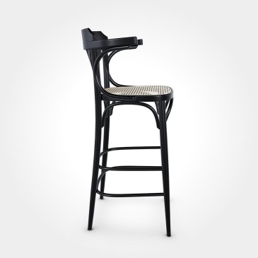 Versatile and refined bar stool by Ton with enveloping backrest