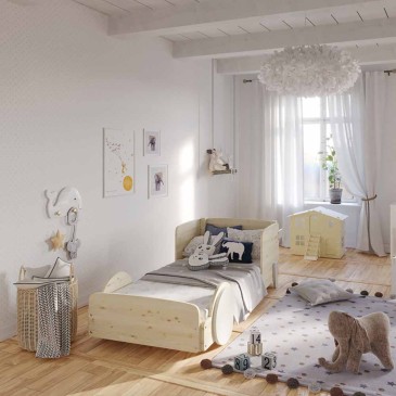 Lit simple de style nordique adapté aux chambres d'enfants