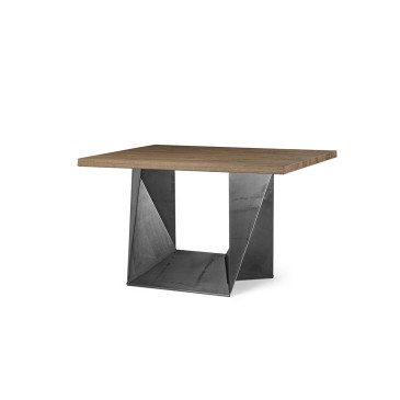 Clint table by Alma Design with metal base and wooden top with 2 extensions