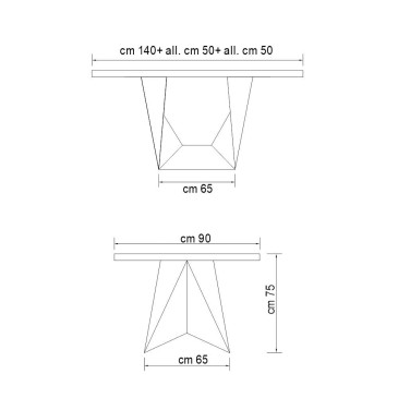 Clint table by Alma Design with metal base and wooden top with 2 extensions