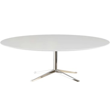 Tulilp oval dining table with chrome base