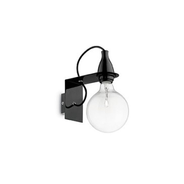 Minimal metal wall lamp in transparent glass and E 27 lamp