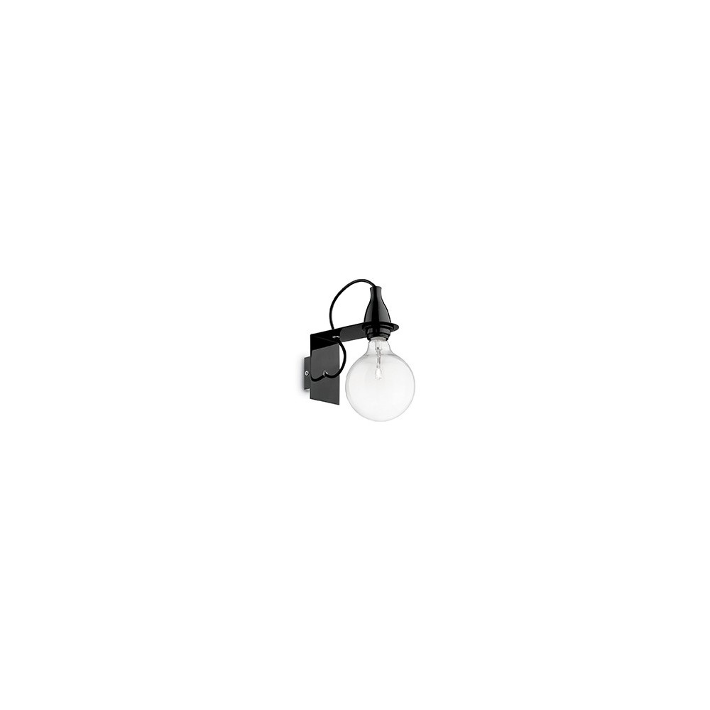 Minimal vägglampa i metall i transparent glas och E 27 lampa