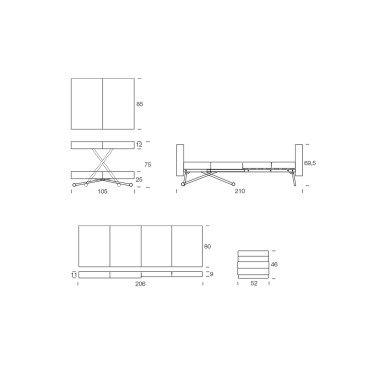 Coffee table convertible into a table or bed Tavoletto by Altacom