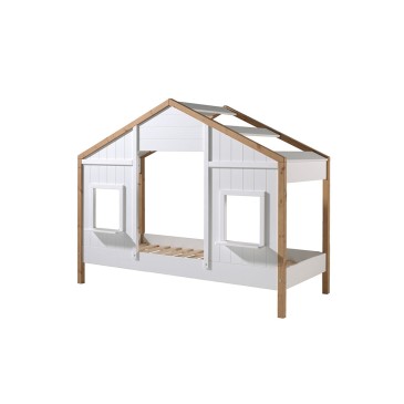 Cama con forma de casita para dormitorio infantil