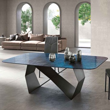 Karl dining table by Capodarte in hammered glass | kasa-store