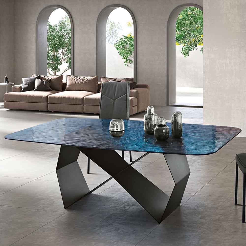 Mesa de comedor Karl de Capodarte en vidrio martillado | kasa-store