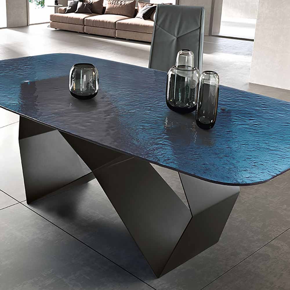 Karl dining table by Capodarte in hammered glass | kasa-store