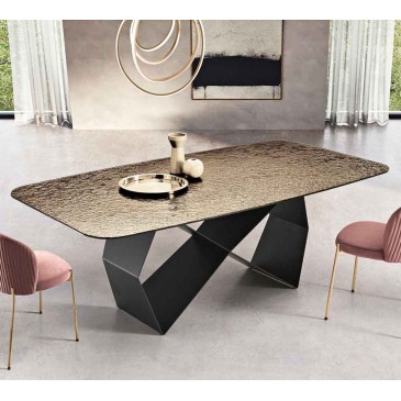 Karl dining table by Capodarte in hammered glass | kasa-store