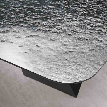 Karl dining table by Capodarte in hammered glass | kasa-store