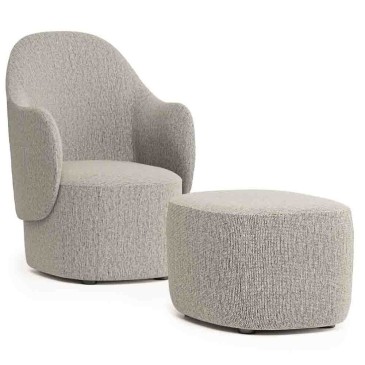 Dallagnese Planka high back armchair and footrest pouf