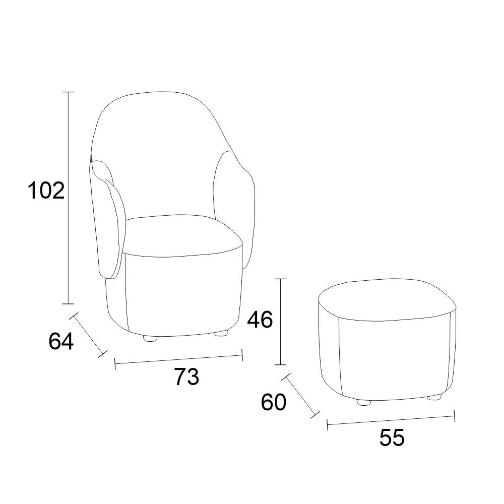 Dallagnese Planka fauteuil met hoge rugleuning en voetensteunpoef