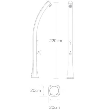 Sphera: Solar shower column for gardens, swimming pools, terraces and bathing establishments