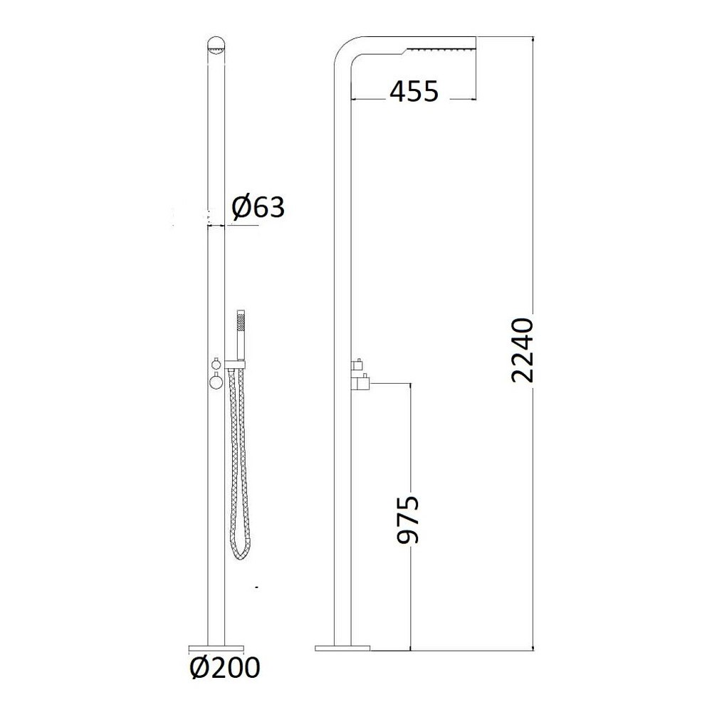 Colonna doccia inox 316 | Doccia piscina | Sphera | Acciaio inox