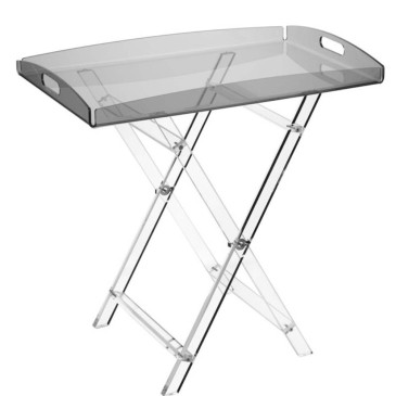 Emporium Cavalletto folding table with removable tray top in acrylic glass