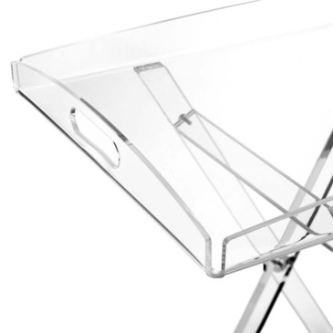 Mesa de Centro Plegable con Bandeja de Cristal Acrílico | Emporio